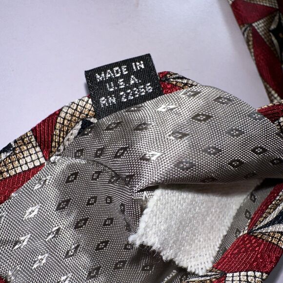 Roberto Villini Men's Classic Silk Tie Red With Pattern 57x4 (rn 22356) - Picture 3 of 6